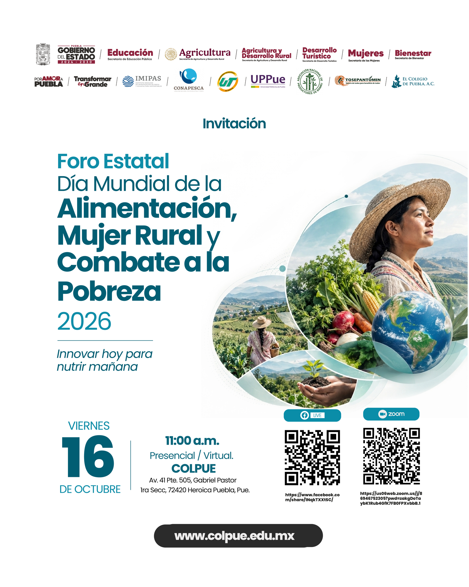 Cartel de Día Mundial de la Alimentación, Mujer Rural y Combate a la Pobreza 2026